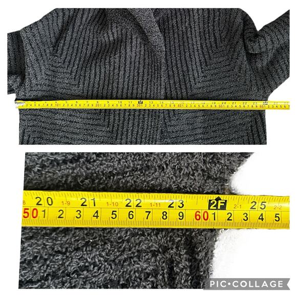 Barefoot Dreams Angular Striped Cardi Gray Black Soft Thick Women’s Large $198 - Picture 11 of 14